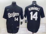 Men's  Los Angeles Dodgers #14 Enrique Hernandez Black Stitched Cool Base Jersey