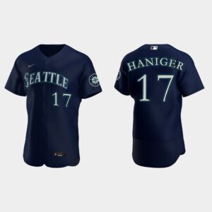 Men's Seattle Mariners #17 Evan Haniger 2022 Draft Jersey Navy Alternate