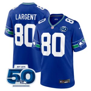 Seattle Seahawks Steve Largent #80 Royal Alternate 50th Season Game Jersey