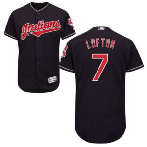 Cleveland Indians #7 Kenny Lofton Navy Blue Flexbase Collection Stitched Jersey