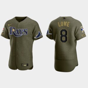 Men's Tampa Bay Rays #8 Brandon Lowe Green 2021 Salute to Service Digital Camo Flex Base Jersey
