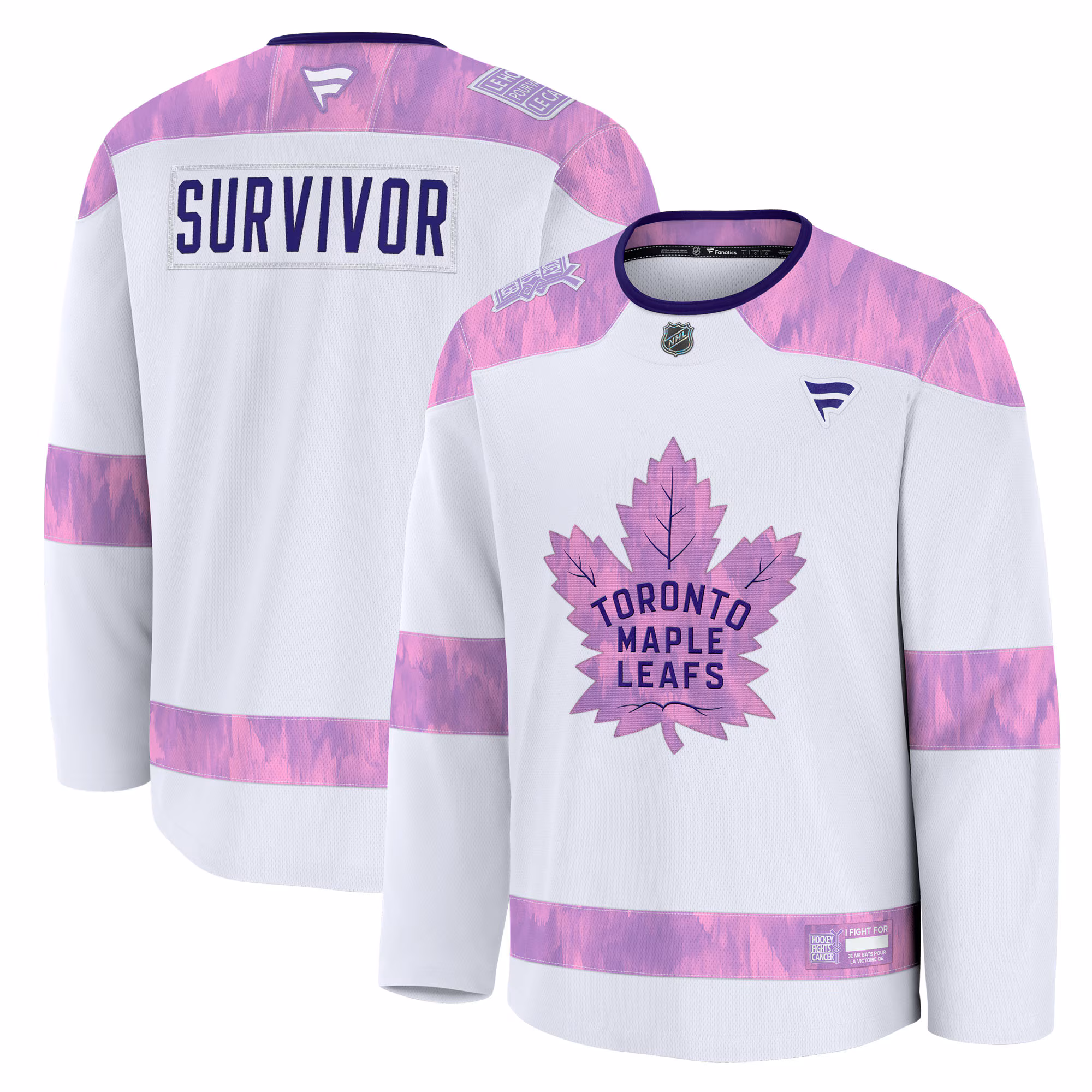 Toronto Maple Leafs Fanatics White Hockey Fights Cancer Survivor Practice Jersey