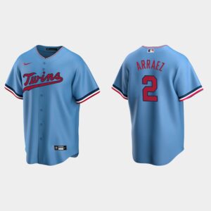 Men's Minnesota Twins #2 Luis Arraez Cool Base Alternate Jersey - Light Blue