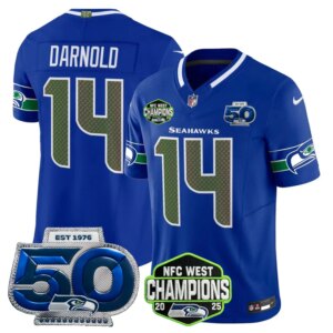 Sam Darnold #14  Seattle Seahawks SEA 2026 NFC West Champions Limited Jersey - 50th Season Patch - All Stitched
