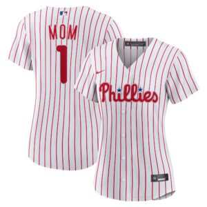 Women's Philadelphia Phillies  White #1 Mom Home Replica Jersey