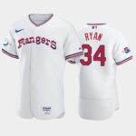 Men's Texas Rangers #34 Nolan Ryan 1972 Throwback White 50th Anniversary Home Flex Base Jersey