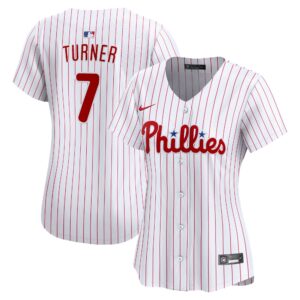 Women's Philadelphia Phillies Trea Turner #7 White Home Limited Player Jersey