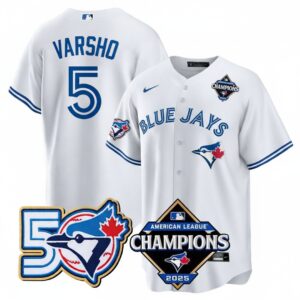 Daulton Varsho #5 Toronto Blue Jays 50th American League Champions Jersey Stitched White