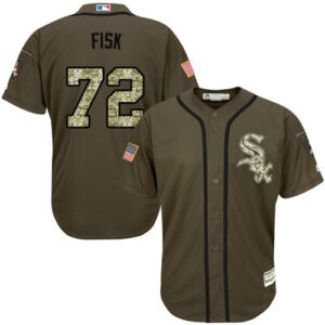 Chicago White Sox #72 Carlton Fisk Green Salute to Service Stitched Jersey