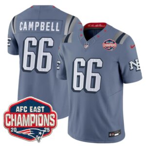 Will Campbell #66 New England Patriots NE 2025 "Rivalries" AFC East Champions Vapor Limited Jersey - All Stitched