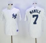 New York Yankees #7 Mickey Mantle White Name On Back 75TH Stitched Jersey