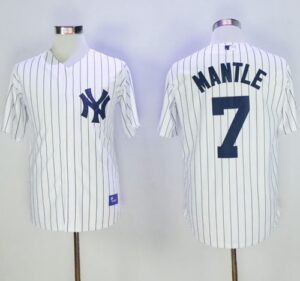 New York Yankees #7 Mickey Mantle White Name On Back 75TH Stitched Jersey