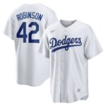 Men's Brooklyn Dodgers #42 Jackie Robinson  White Home Cooperstown Collection Jersey
