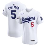 Men's #5 Freddie Freeman Los Angeles Dodgers  2024 World Series Champions Home Elite Player White Jersey