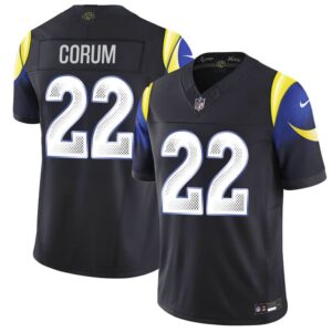 Men's Blake Corum #22 Los Angeles Rams Dri-FIT Rivalries Collection Limited Jersey-Navy