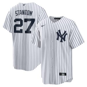 New York Yankees Giancarlo Stanton #27 White Home Replica Player Name Jersey