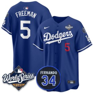 Freddie Freeman #5 Los Angeles Dodgers 2025 National League Champions Jersey - Blue