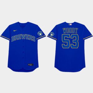 Brandon Woodruff Nickname Brewers 2021 Players Weekend Woody Royal Men's Jersey