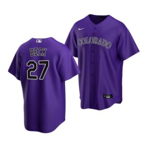 Men's Colorado Rockies #27  Beck 2022 Draft Jersey Purple Alternate