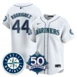 Julio Rodríguez #44 Seattle Mariners 50th Anniversary & AL West Vapor Premier Limited Jersey - White
