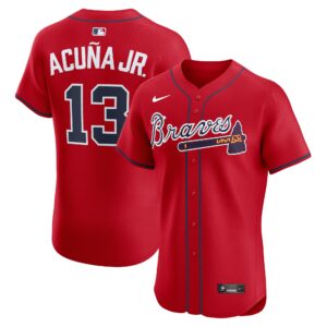 Atlanta Braves Ronald Acuña Jr. #13 Red Alternate 2 Elite Jersey