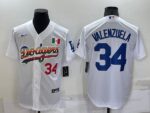 Men's  Los Angeles Dodgers #34 Fernando Valenzuela White Stitched Cool Base Jersey