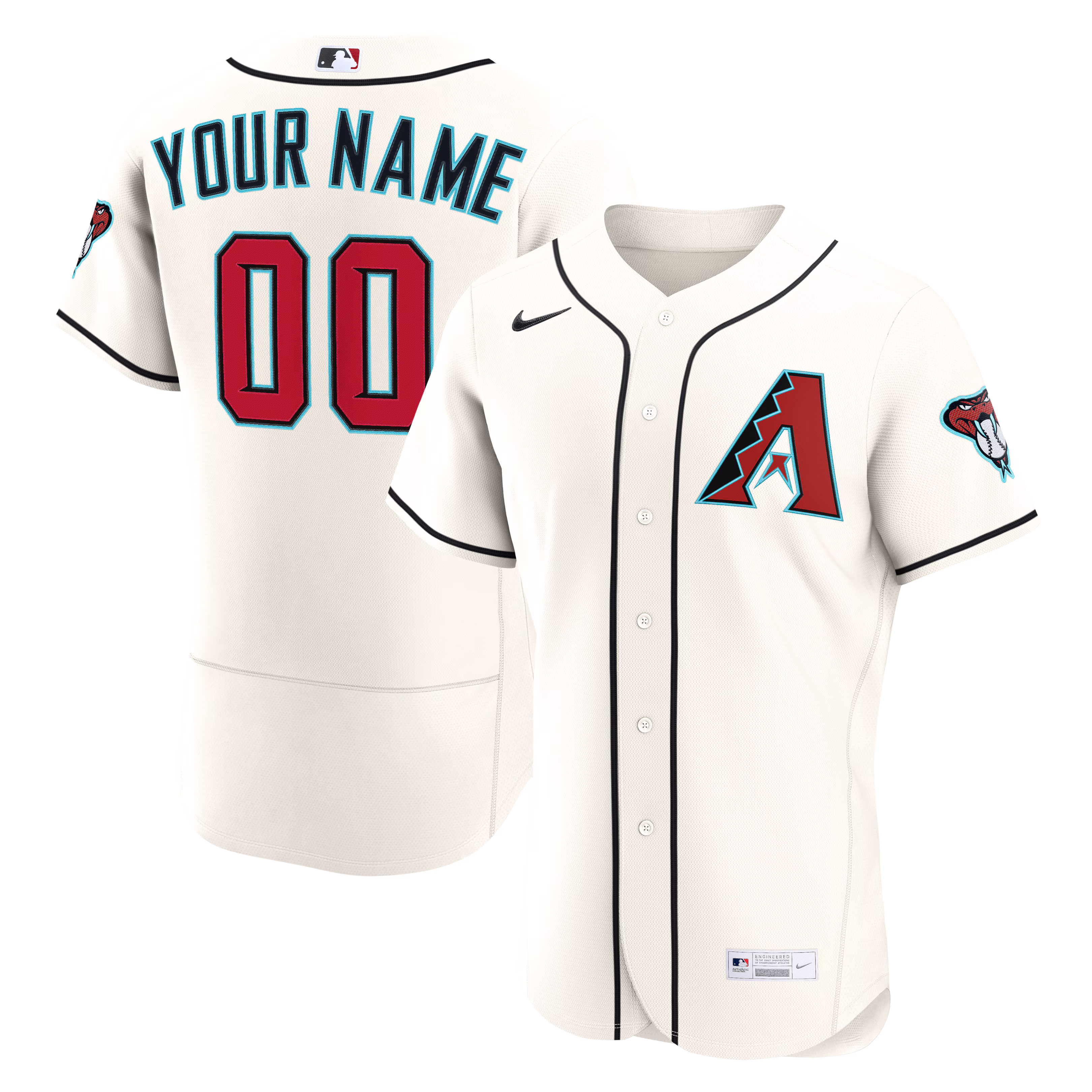Arizona Diamondbacks Cream Home Authentic Custom #00 Jersey