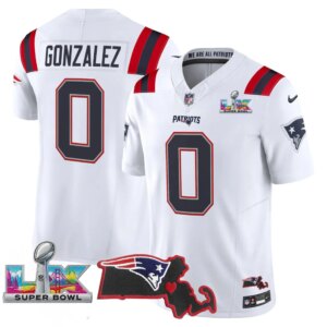 Christian Gonzalez #0 New England Patriots Super Bowl LX Patch Vapor Limited Game Jersey - All Stitched