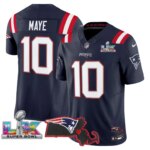 Drake Maye #10 New England Patriots Super Bowl LX Patch Vapor Limited Game Jersey - All Stitched