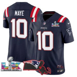 Drake Maye #10 New England Patriots Super Bowl LX Patch Vapor Limited Game Jersey - All Stitched