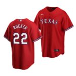 Men's Texas Rangers #22 Kumar Rocker 2022 Draft Jersey Red Alternate