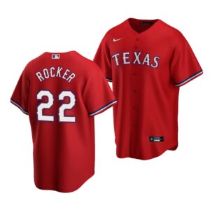 Men's Texas Rangers #22 Kumar Rocker 2022 Draft Jersey Red Alternate