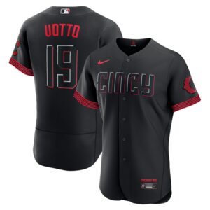 Men's Cincinnati Reds #19 Joey Votto  Black 2023 City Connect Flex Base Player Jersey