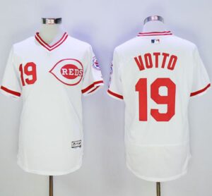 Cincinnati Reds #19 Joey Votto White Flexbase Collection Cooperstown Stitched Jersey