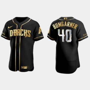 Men's Arizona Diamondbacks #40 Madison Bumgarner Gold Edition Black Flex Base Flex Base Jersey