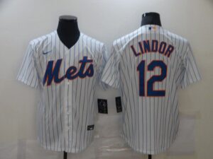 Men's New York Mets #12 Francisco Lindor White Stitched Cool Base  Jersey