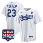 Kyle Tucker #23 Los Angeles Dodgers 250th Patch Home Replica Jersey - White