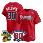 Drake Baldwin #30 Atlanta Braves 60th Patch Home Limited Player Jersey - Red