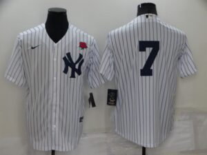 Men's  New York Yankees #7 Mickey Mantle White Cool Base Stitched Jersey