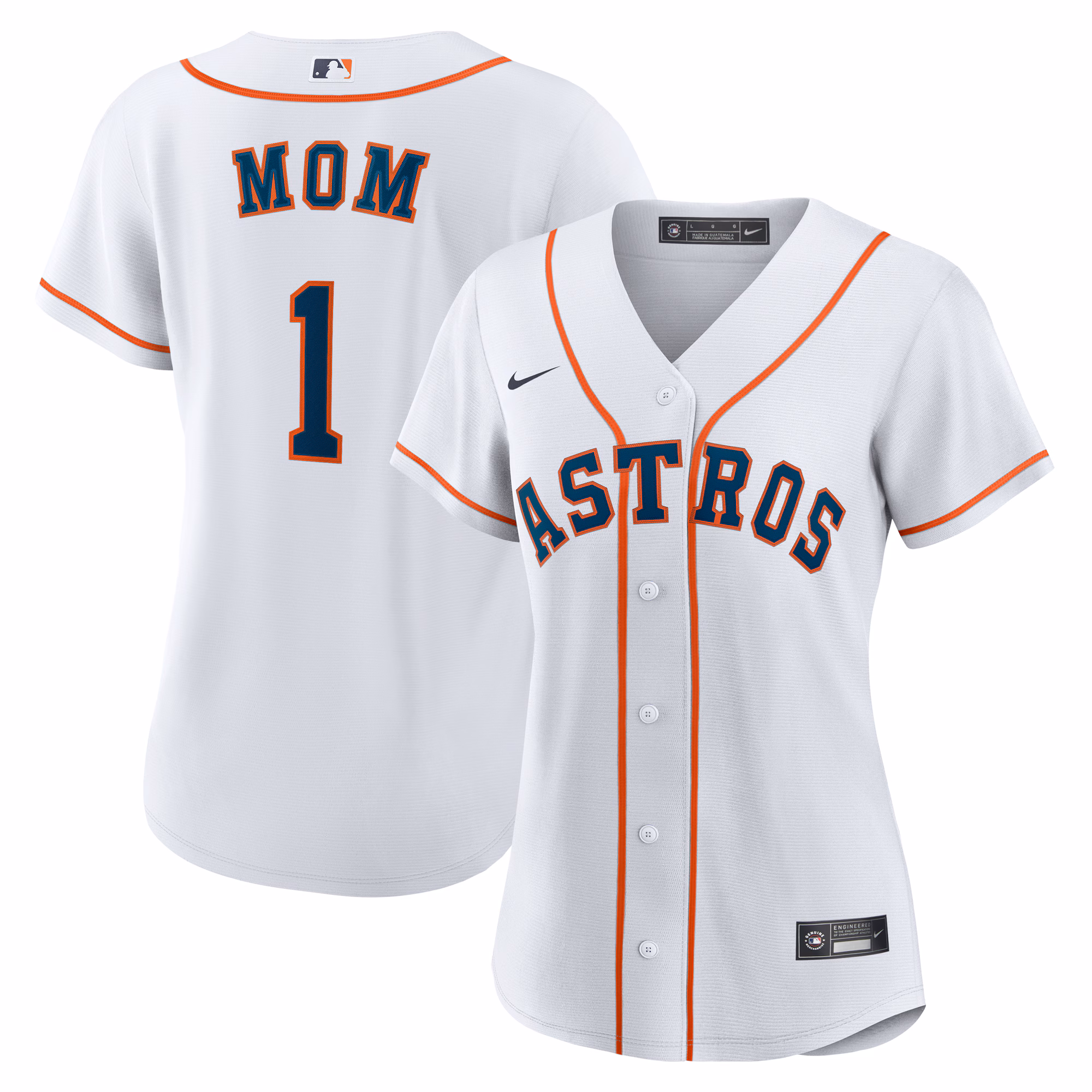 Women's Houston Astros  White #1 Mom Home Replica Jersey