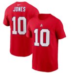 Men's Mac Jones Red New England Patriots Alternate Player Name & Number T-Shirt