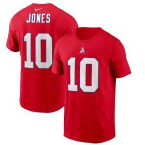 Men's Mac Jones Red New England Patriots Alternate Player Name & Number T-Shirt