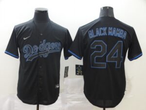 Men's Los Angeles Dodgers #24 Kobe Bryant Black Mamba Lights Out Black Fashion Stitched Cool Base  Jersey