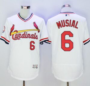 St. Louis Cardinals #6 Stan Musial White Flexbase Collection Cooperstown Stitched Jersey