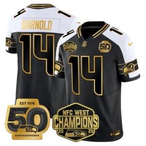Sam Darnold #14  Seattle Seahawks SEA 2026 NFC West Champions Limited Jersey - 50th Season Patch - All Stitched
