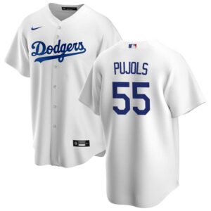 Men's  Los Angeles Dodgers #55 Albert Pujols White Cool Base Jersey