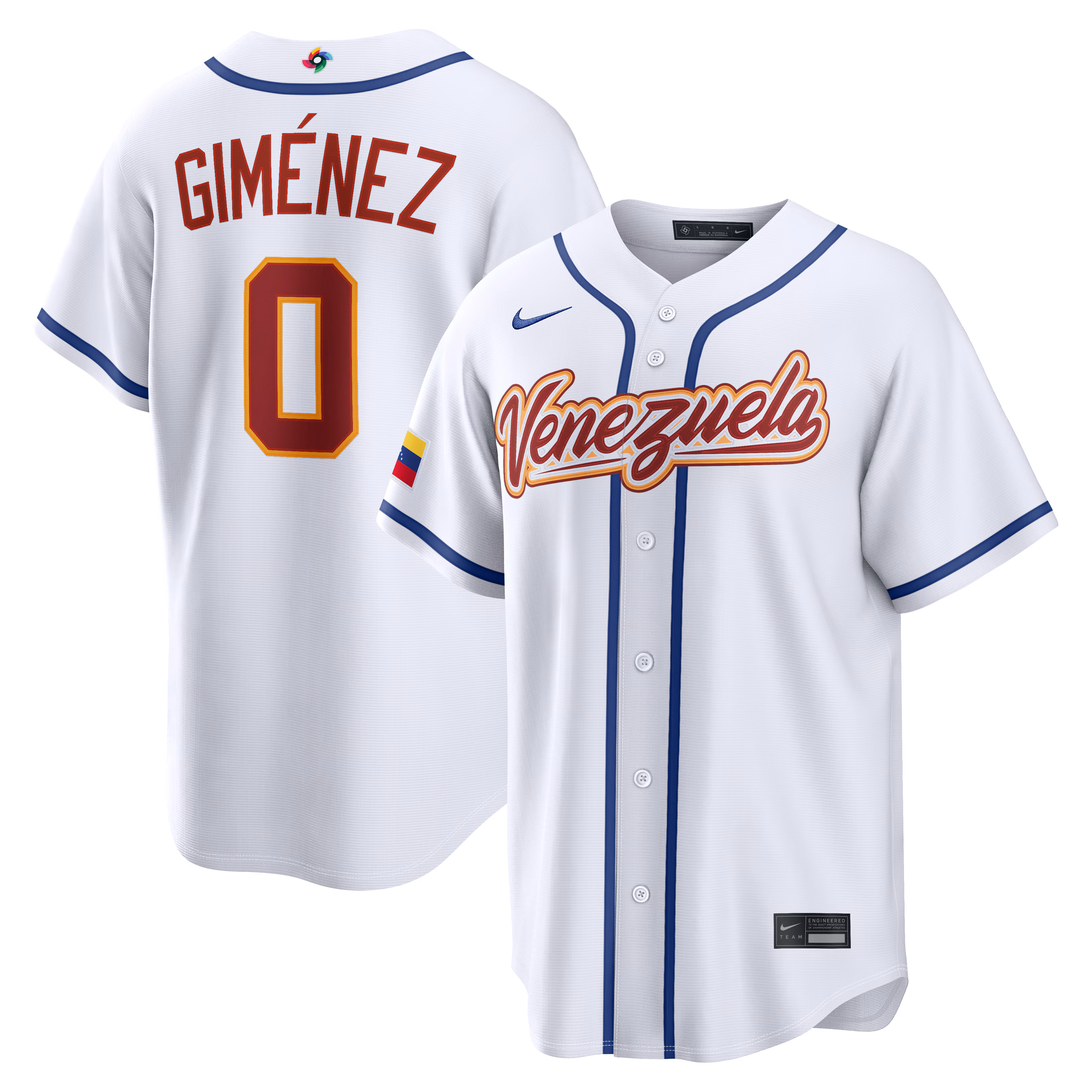Andrés Giménez #0 Venezuela Baseball White 2026 World Baseball Classic Home Stadium Jersey