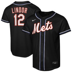 Youth New York Mets Francisco Lindor #12 Black Fashion Replica Player Jersey