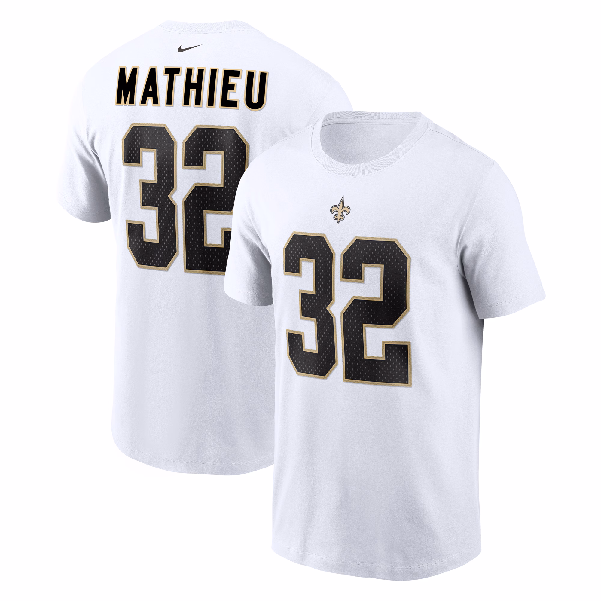 Men's Tyrann Mathieu White New Orleans Saints Player Name & Number T-Shirt
