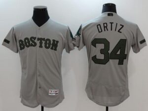 Boston Red Sox #34 David Ortiz Grey Flexbase Collection Memorial Day Stitched Jersey